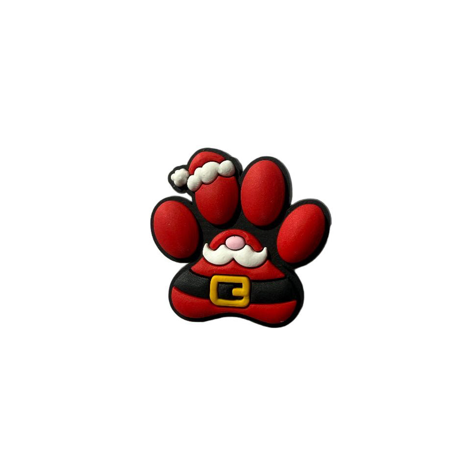 Cute Christmas Paw Santa Pin in pvc with plastic button to add in the dog collars by Pet7teen. Perfect to use during Holiday. 