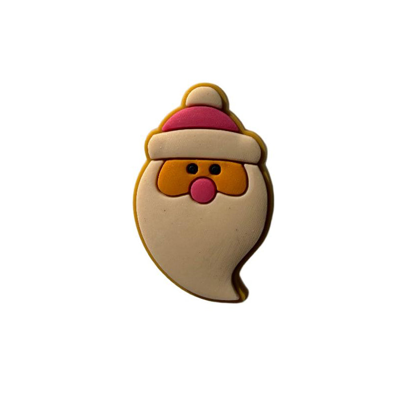 Pink cookie Santa face pin or charm for dog leash. Good quality and waterproof. 