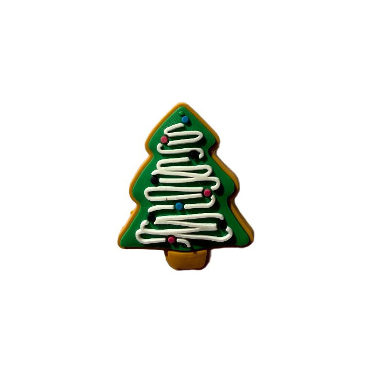 Pin for dog collar for holiday season. Christmas tree cookie charm in color green. 