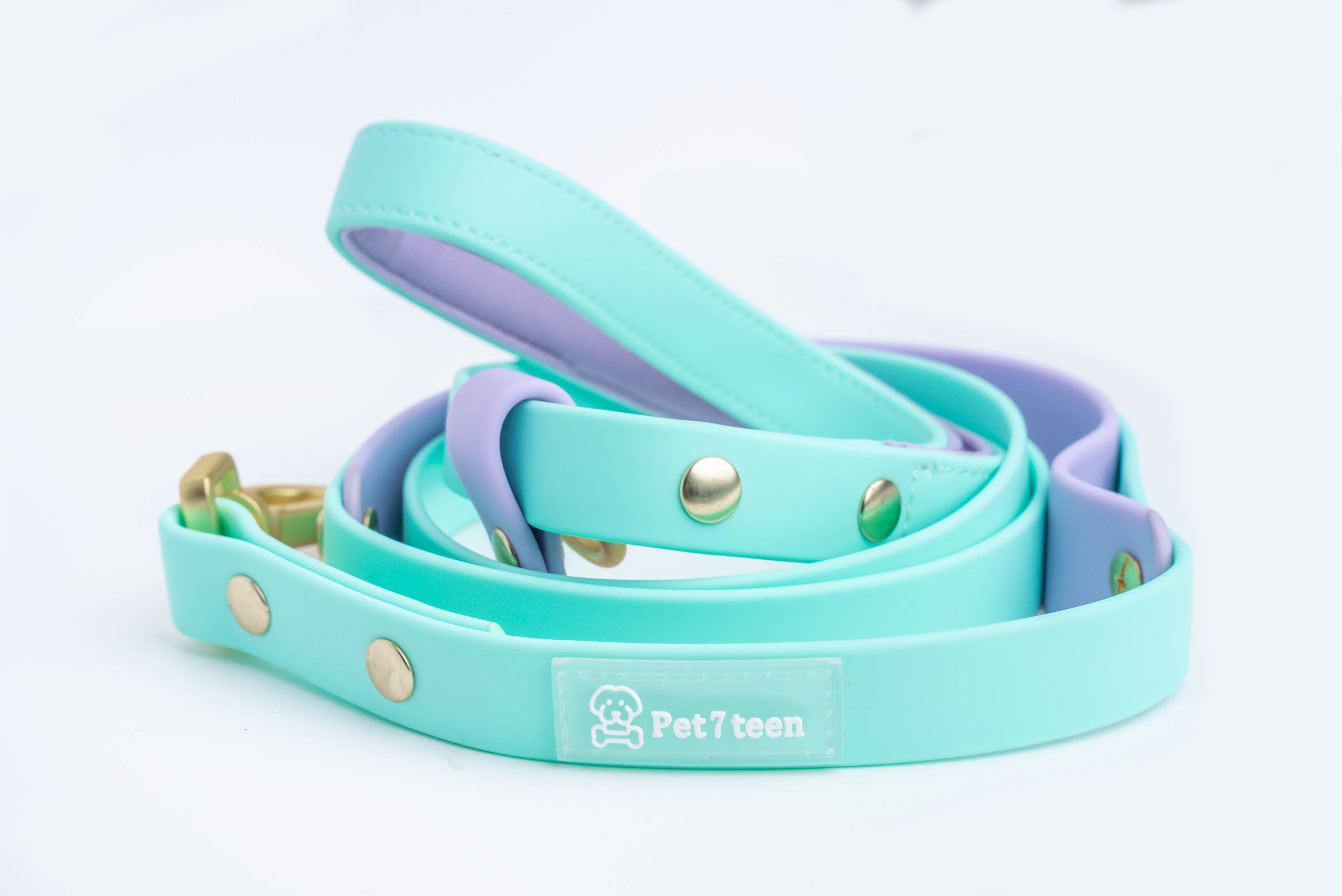 Dog leash in pastel color, soft material, waterproof, odor free, to add pins or charms customizable. 