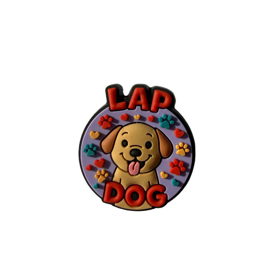 Lap dog, dog collar pin or charms to personalize the collar. Dog personality. 