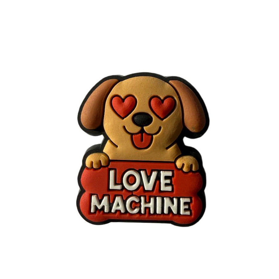 Love machine. Dog collar pin or charms to personalize the collars and leashes. Red bone and heart eyes.  