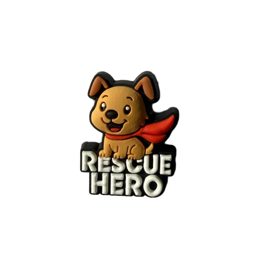 Rescue dog hero pin in soft silicone to add in collars and leashes. Hero dog. 