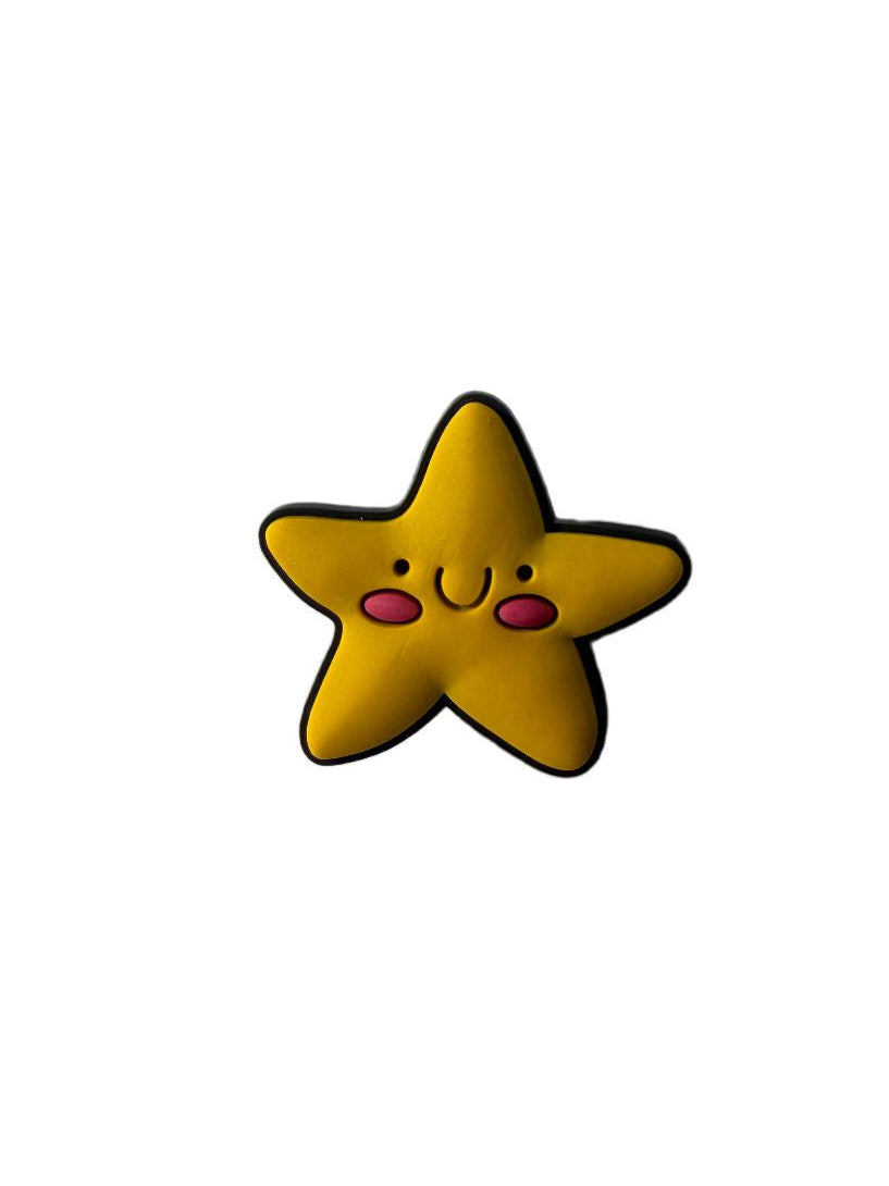 Yellow cute star with face pin for a dog collar. Good quality and durable material. 